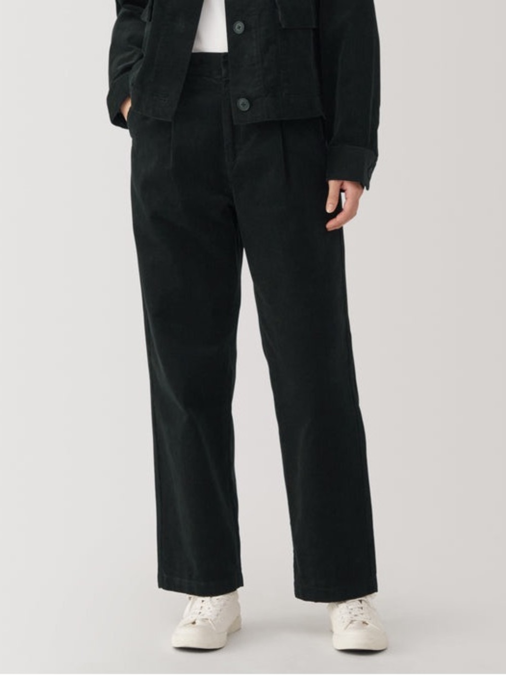 Muji Kapok Blend Corduroy Darted Pants Black Fall Minimal Cotton High Rise